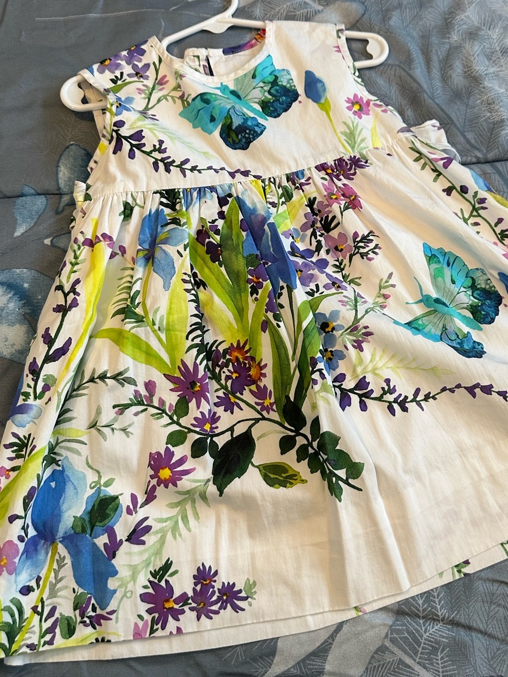 EUC Pennymeade Girls White Floral Butterfly Sundress  Sz 2 years Heart Cutout